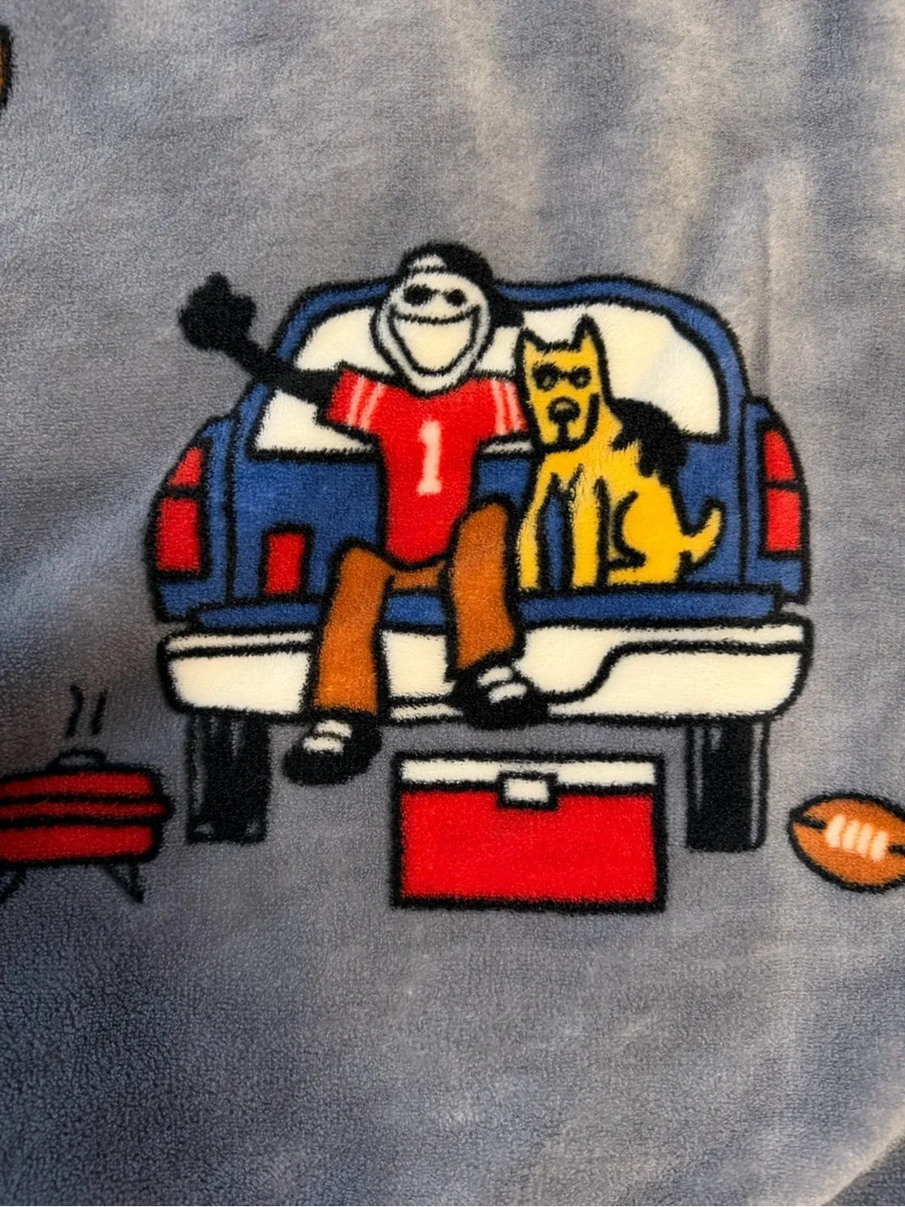 NWOT Life Is Good Plush  Throw Blanket Jake Rocket Football Tailgate Party Fall